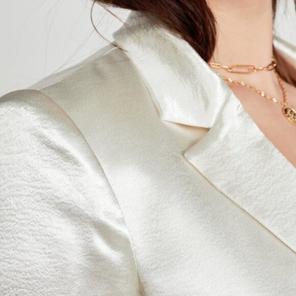 NWT Cinq à Sept ivory shimmery ruched blazer jacket, 0 - Picture 9 of 11